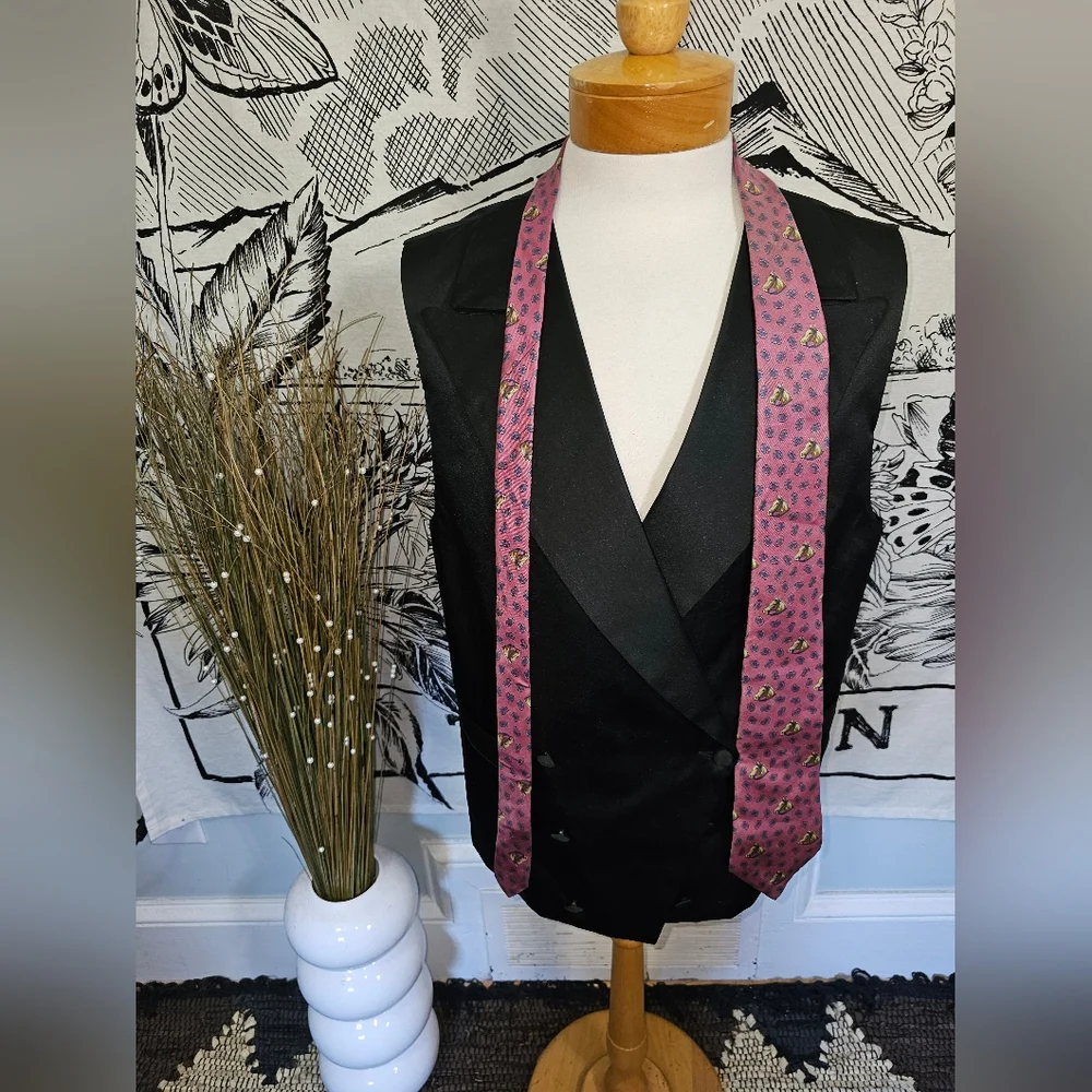 Vintage Daks 100% Silk Horse Tie With Horse Tie Clip